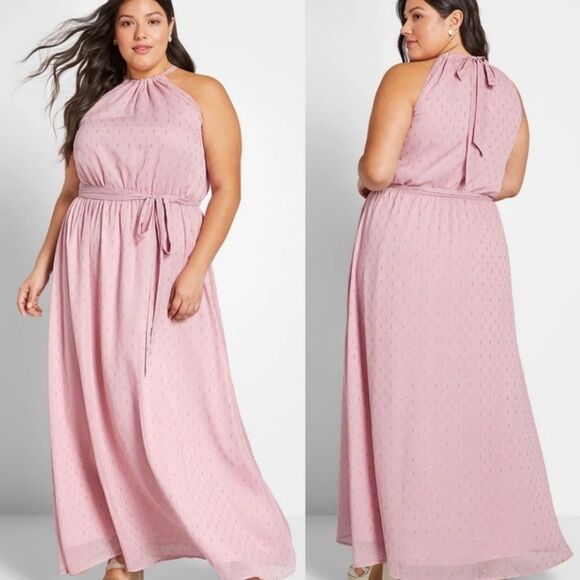 NWT Modcloth Illuminated Elegance Chiffon Halter Maxi dress - Picture 1 of 15